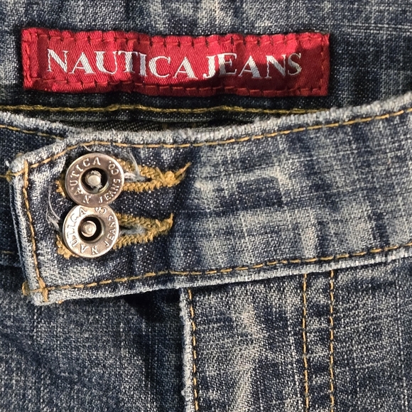 Y2k Vintage Nautica Blue Jeans Women 2 button Zip Closure size 14 - Picture 4 of 14